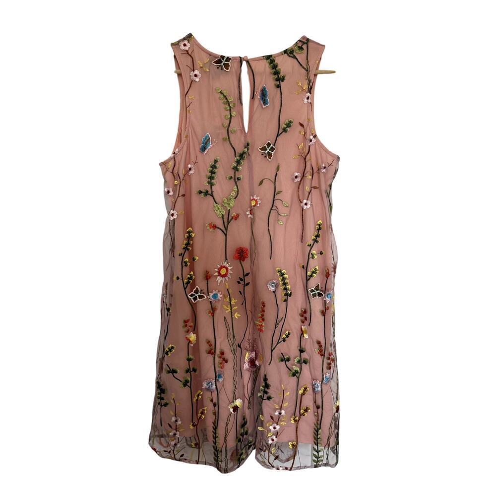 NWT Pink Shift Dress with Floral Overlay Women's Size Small - Picture 4 of 5